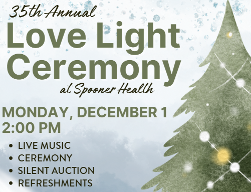 love light ceremony poster graphic with Christmas tree